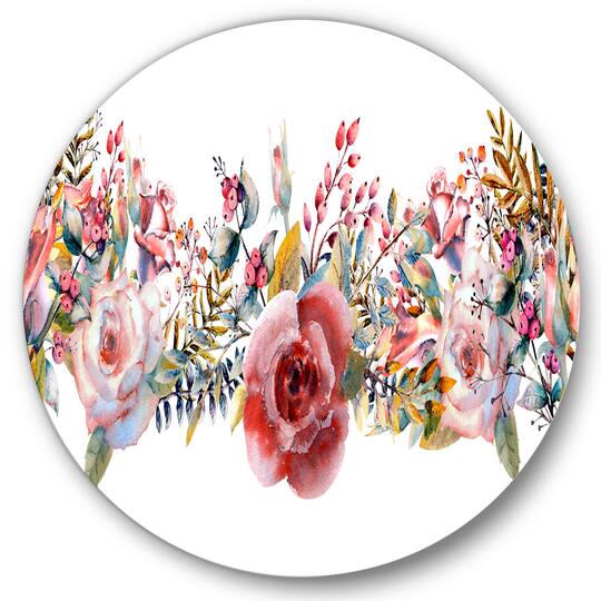 Designart - Pink Roses and Wildflower